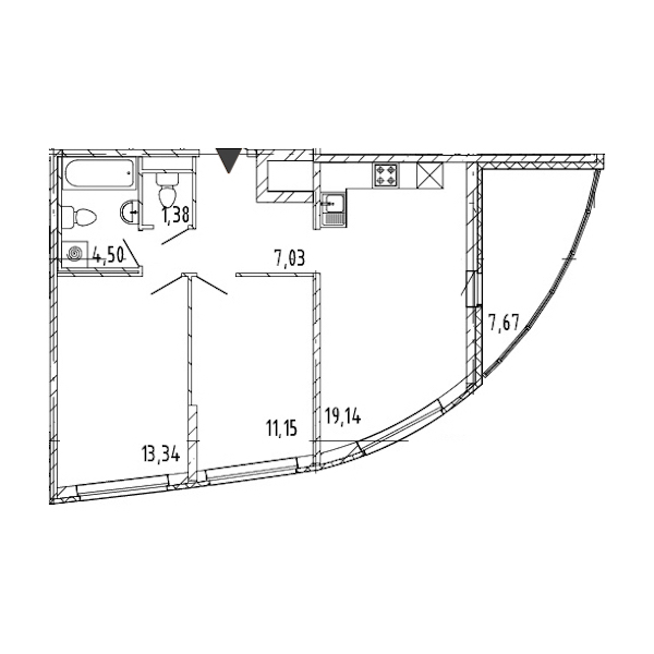 2-комнатная квартира 56.54 м², 18/23 эт., ЖК «Новые горизонты 2»